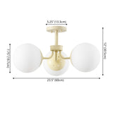 Geo 23.5" 3-Light Bohemian Farmhouse Iron/Frosted Glass LED Semi Flush Mount