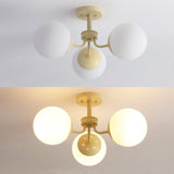 Geo 23.5" 3-Light Bohemian Farmhouse Iron/Frosted Glass LED Semi Flush Mount