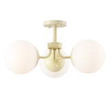 Geo 23.5" 3-Light Bohemian Farmhouse Iron/Frosted Glass LED Semi Flush Mount