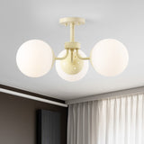 Geo 23.5" 3-Light Bohemian Farmhouse Iron/Frosted Glass LED Semi Flush Mount