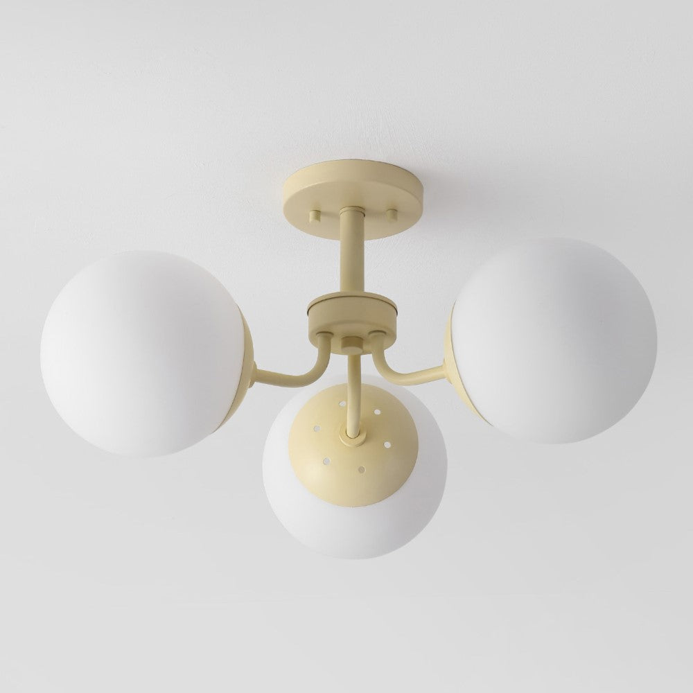 Geo 23.5" 3-Light Bohemian Farmhouse Iron/Frosted Glass LED Semi Flush Mount