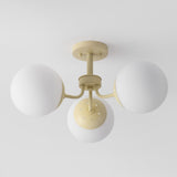 Geo 23.5" 3-Light Bohemian Farmhouse Iron/Frosted Glass LED Semi Flush Mount