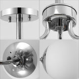 Geo 23.5" 3-Light Bohemian Farmhouse Iron/Frosted Glass LED Semi Flush Mount
