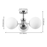 Geo 23.5" 3-Light Bohemian Farmhouse Iron/Frosted Glass LED Semi Flush Mount