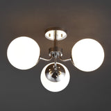 Geo 23.5" 3-Light Bohemian Farmhouse Iron/Frosted Glass LED Semi Flush Mount