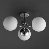 Geo 23.5" 3-Light Bohemian Farmhouse Iron/Frosted Glass LED Semi Flush Mount