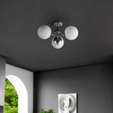 Geo 23.5" 3-Light Bohemian Farmhouse Iron/Frosted Glass LED Semi Flush Mount