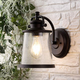 Fredrick 6.75" Iron/Seeded Glass Vintage Rustic LED Outdoor Lantern
