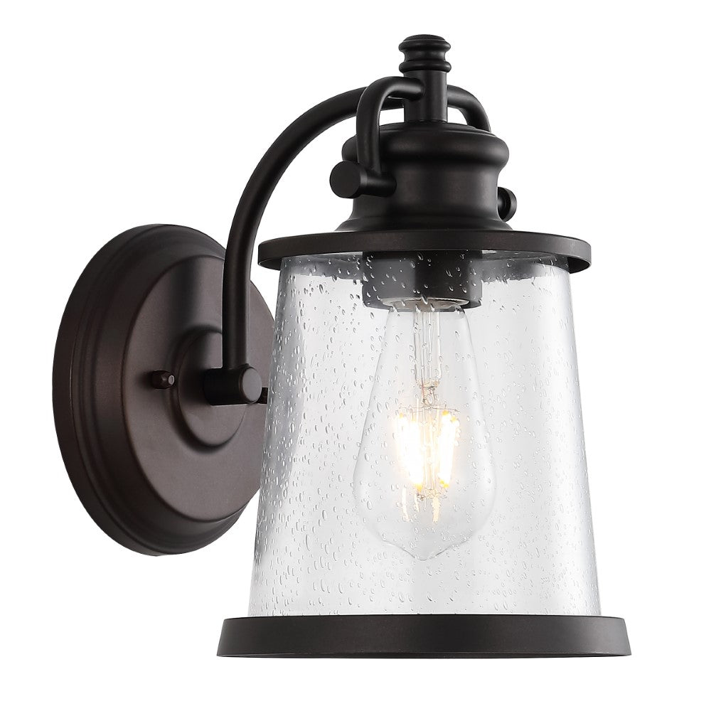 Fredrick 6.75" Iron/Seeded Glass Vintage Rustic LED Outdoor Lantern