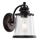 Fredrick 6.75" Iron/Seeded Glass Vintage Rustic LED Outdoor Lantern