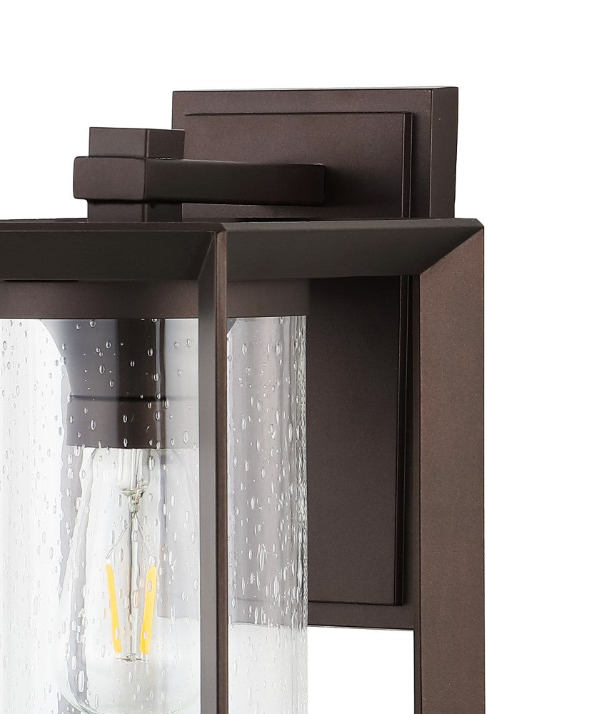 Shirley 7.25" Iron/Glass Modern Rustic Cube LED Outdoor Lantern Set 2