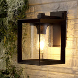 Shirley 7.25" Iron/Glass Modern Rustic Cube LED Outdoor Lantern Set 2