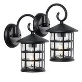 Enrique 6" Iron/Seeded Glass Cottage Rustic Scrolled Lantern LED Outdoor Lantern Set 2