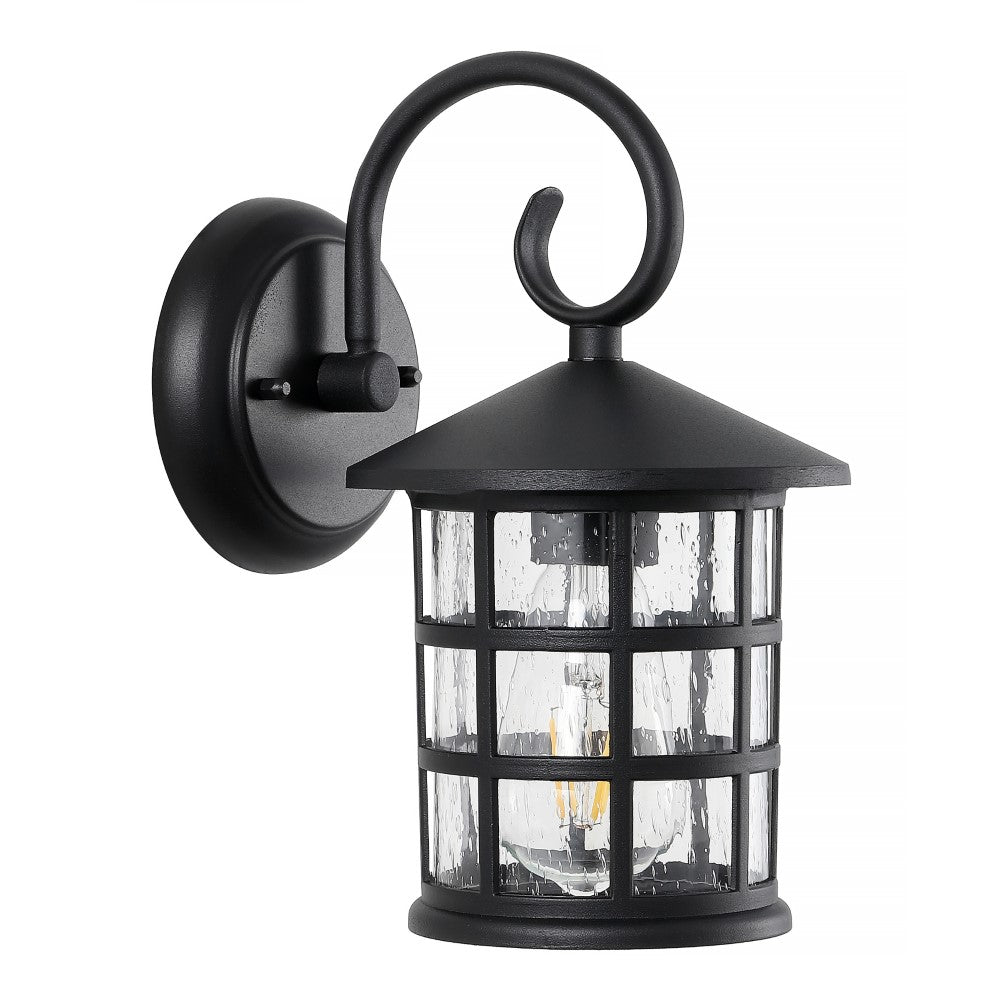 Enrique 6" Iron/Seeded Glass Cottage Rustic Scrolled Lantern LED Outdoor Lantern Set 2