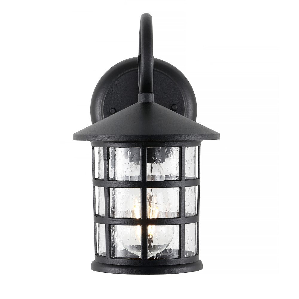 Enrique 6" Iron/Seeded Glass Cottage Rustic Scrolled Lantern LED Outdoor Lantern Set 2