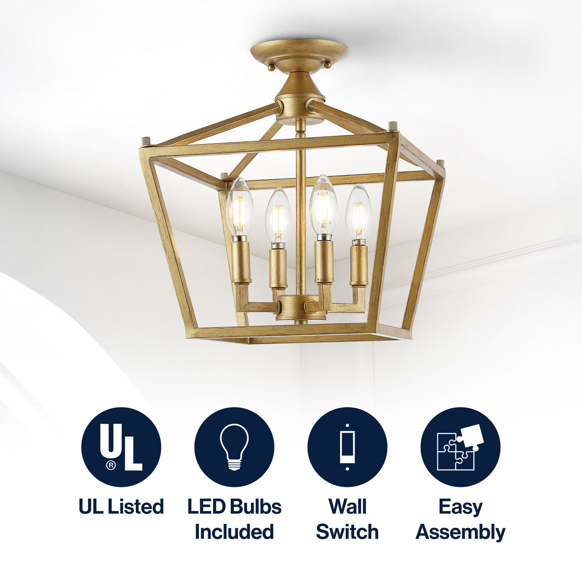 Flergo Iron Modern Farmhouse LED Flush Mount