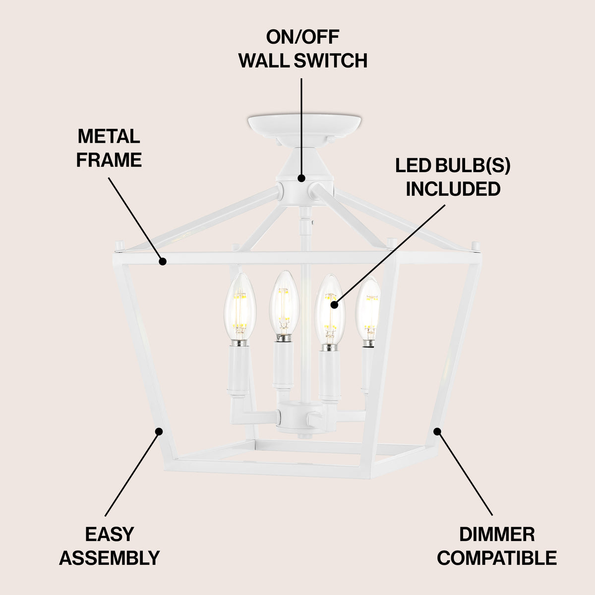 Flergo Iron Modern Farmhouse LED Flush Mount