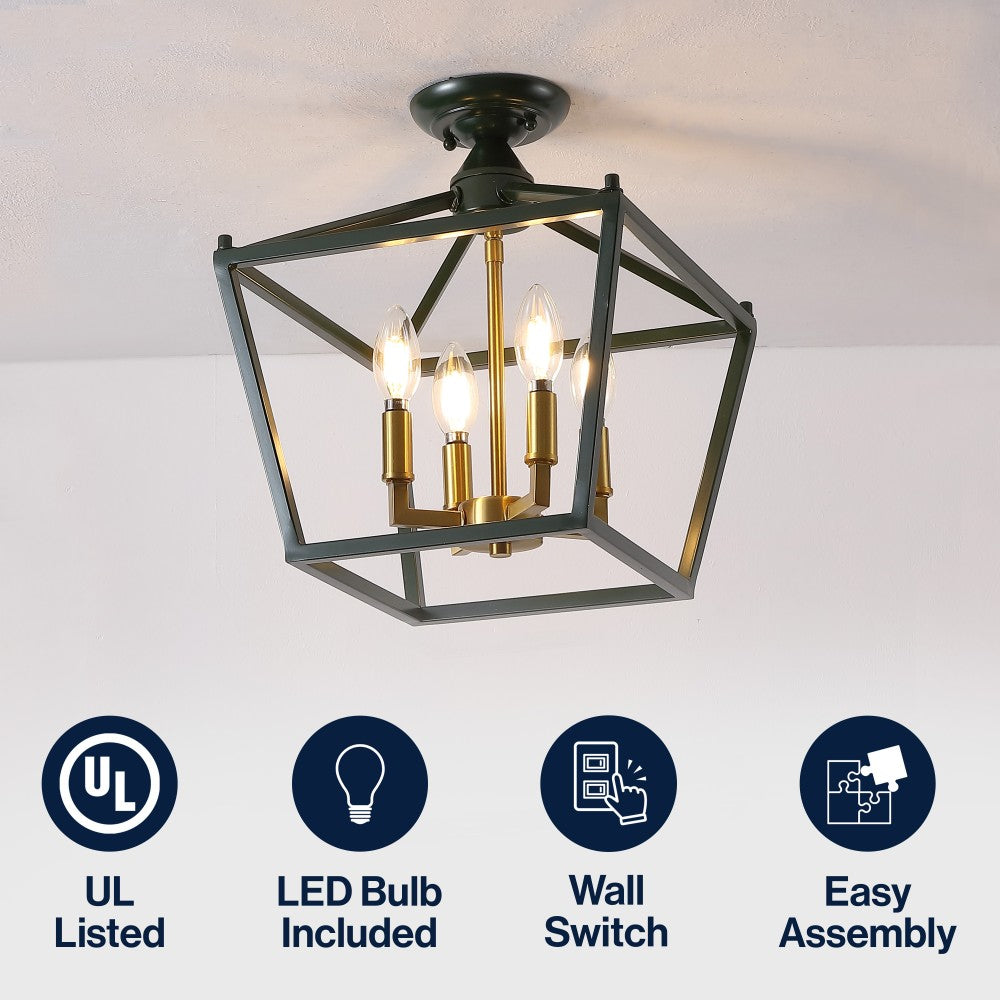 Flergo Iron Modern Farmhouse LED Flush Mount