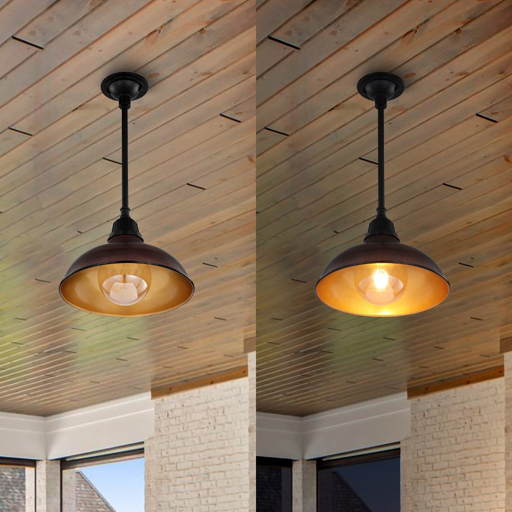Antique 12.25" Farmhouse Industrial Indoor/Outdoor Iron LED Pendant