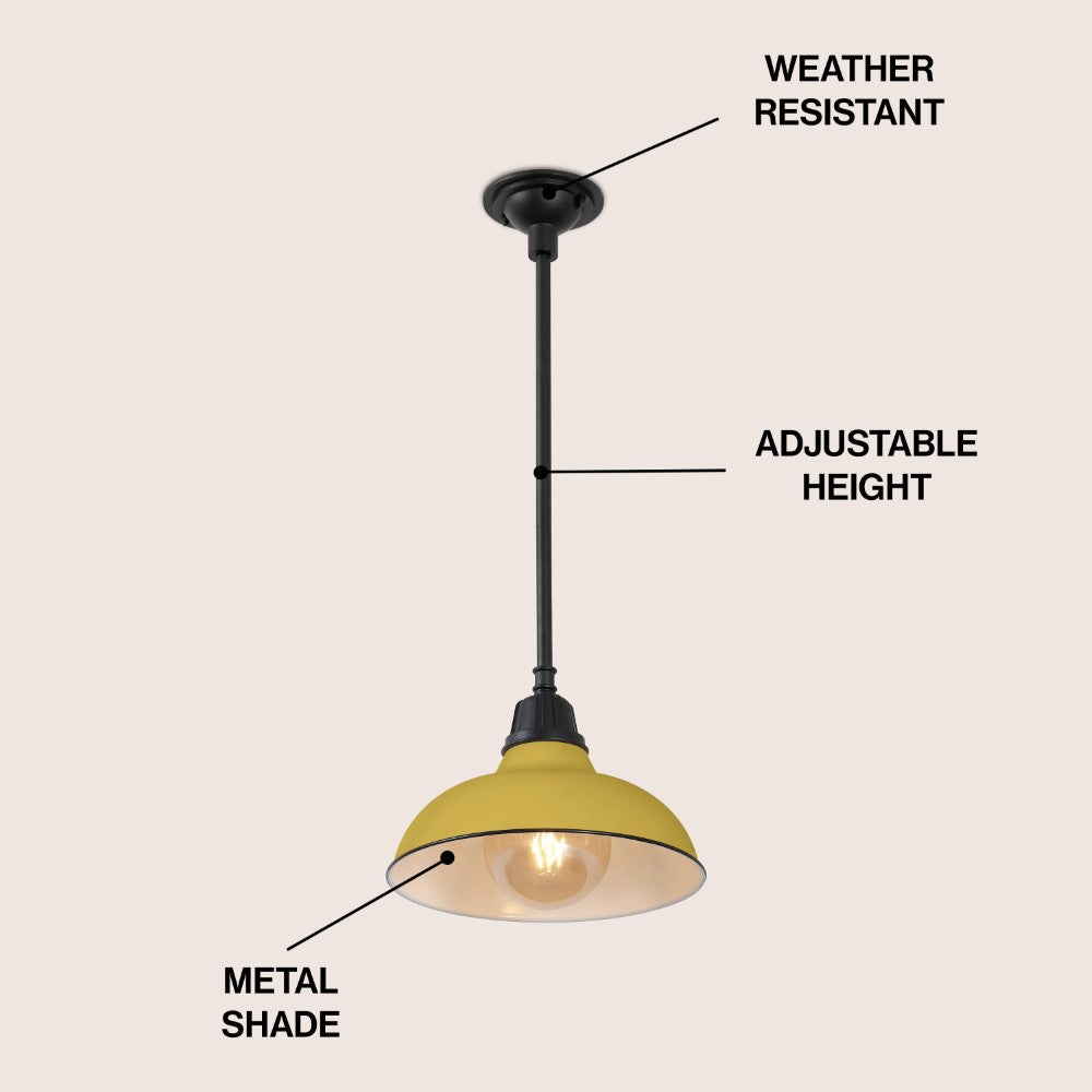 Antique 12.25" Farmhouse Industrial Indoor/Outdoor Iron LED Pendant