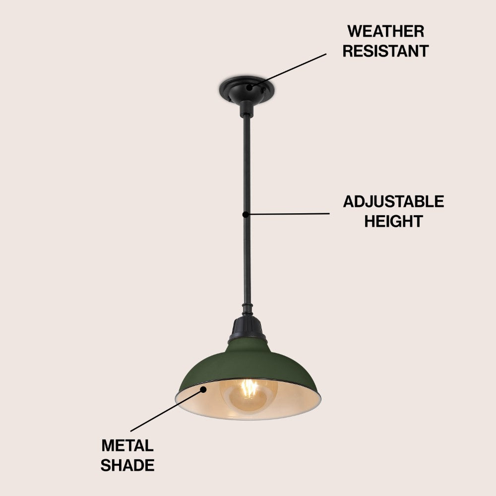 Antique 12.25" Farmhouse Industrial Indoor/Outdoor Iron LED Pendant