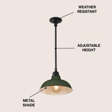 Antique 12.25" Farmhouse Industrial Indoor/Outdoor Iron LED Pendant