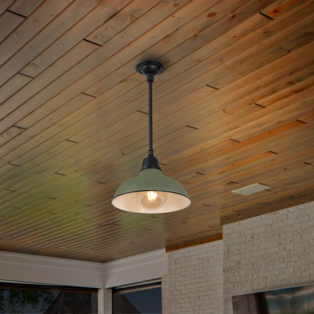 Antique 12.25" Farmhouse Industrial Indoor/Outdoor Iron LED Pendant