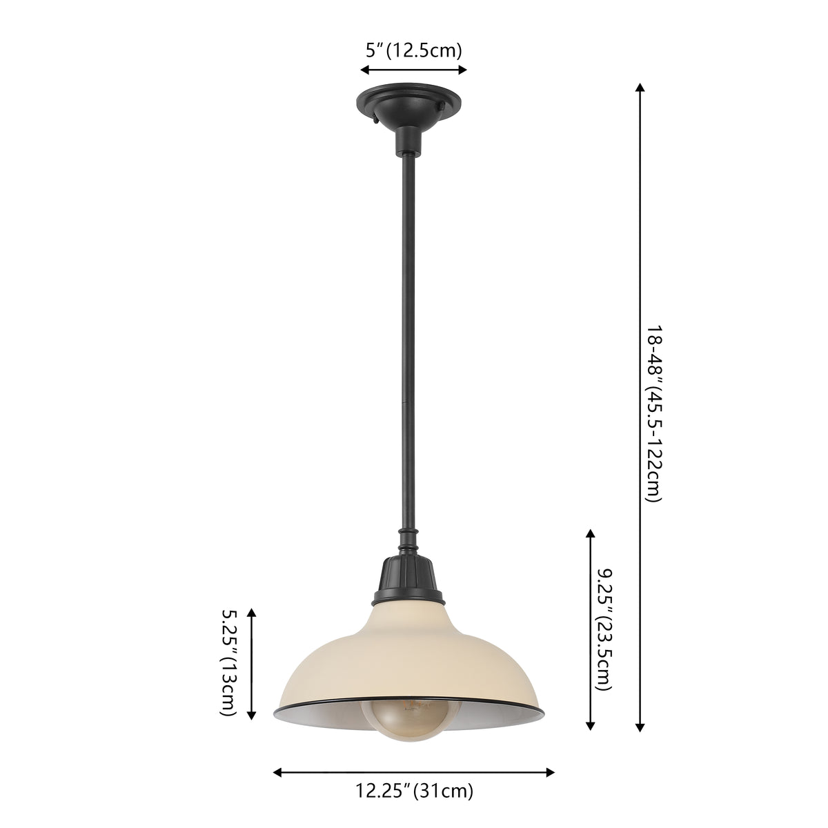Antique 12.25" Farmhouse Industrial Indoor/Outdoor Iron LED Pendant