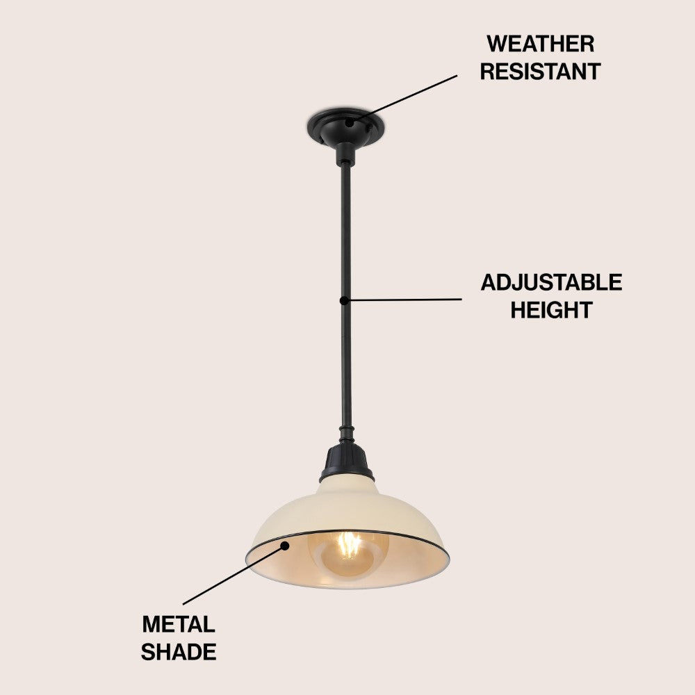Antique 12.25" Farmhouse Industrial Indoor/Outdoor Iron LED Pendant