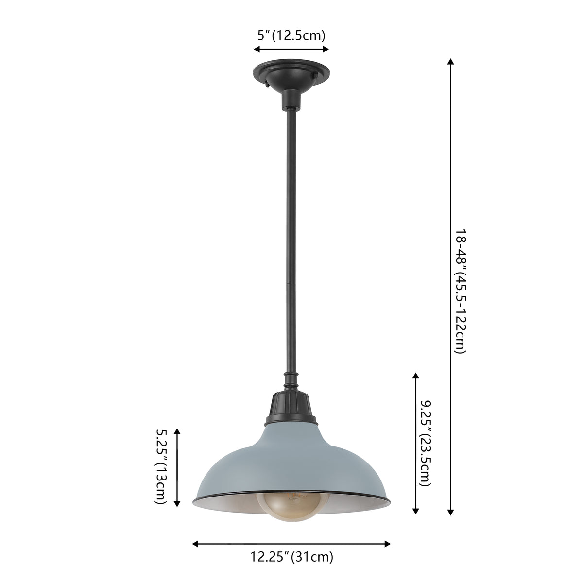 Antique 12.25" Farmhouse Industrial Indoor/Outdoor Iron LED Pendant