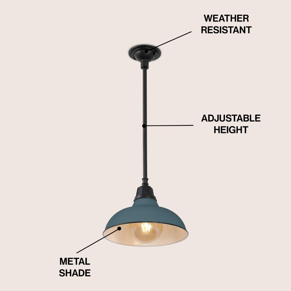 Antique 12.25" Farmhouse Industrial Indoor/Outdoor Iron LED Pendant