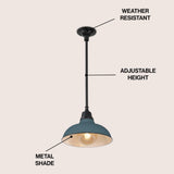 Antique 12.25" Farmhouse Industrial Indoor/Outdoor Iron LED Pendant