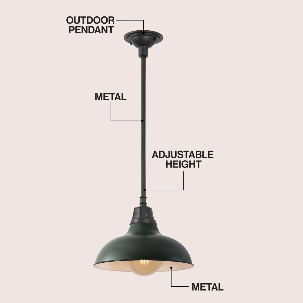 Antique 12.25" Farmhouse Industrial Indoor/Outdoor Iron LED Pendant