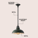 Antique 12.25" Farmhouse Industrial Indoor/Outdoor Iron LED Pendant