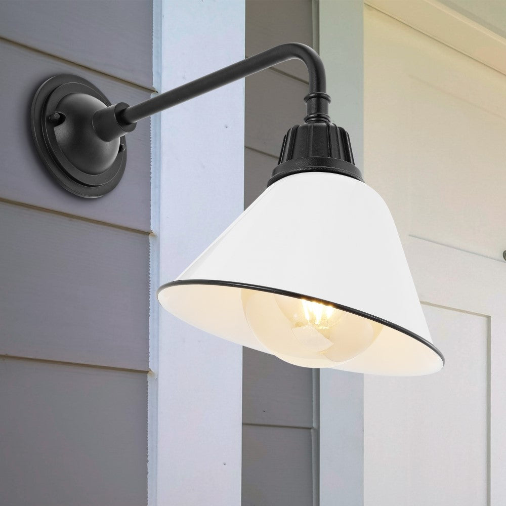 Croydon 9.63"  Farmhouse Industrial Indoor/Outdoor Iron LED Gooseneck Arm Outdoor Sconce
