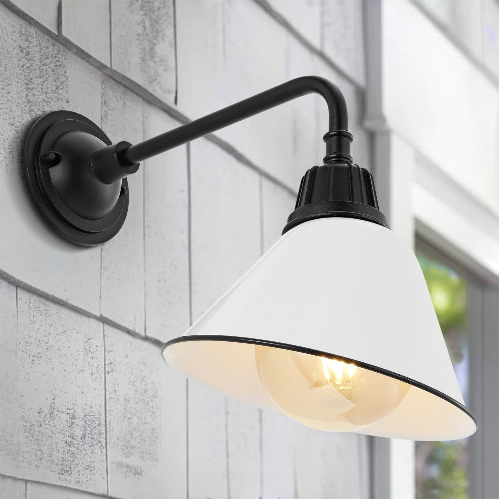 Croydon 9.63"  Farmhouse Industrial Indoor/Outdoor Iron LED Gooseneck Arm Outdoor Sconce