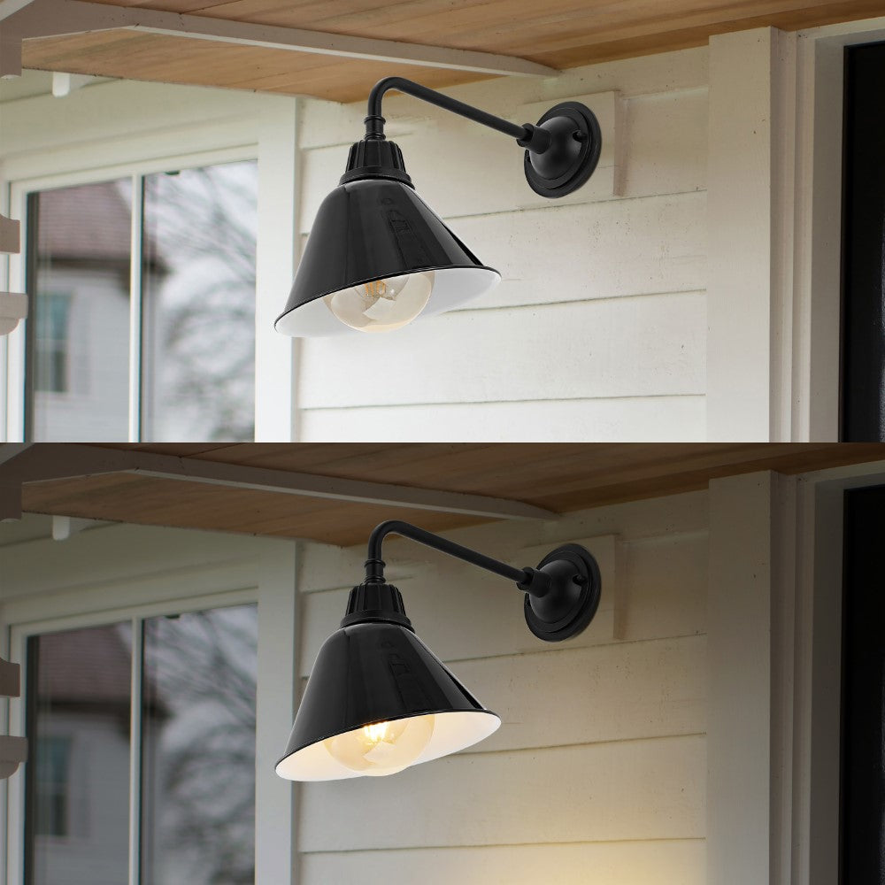 Croydon 9.63"  Farmhouse Industrial Indoor/Outdoor Iron LED Gooseneck Arm Outdoor Sconce