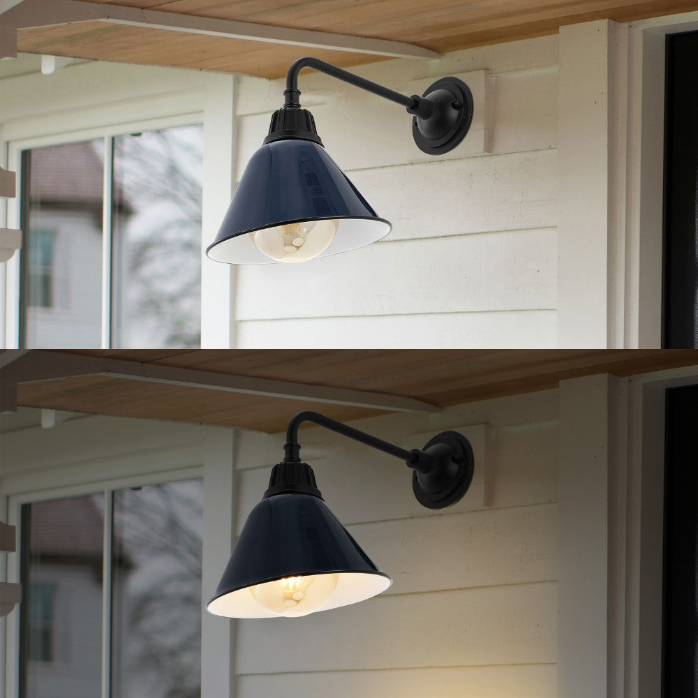 Croydon 9.63"  Farmhouse Industrial Indoor/Outdoor Iron LED Gooseneck Arm Outdoor Sconce