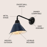 Croydon 9.63"  Farmhouse Industrial Indoor/Outdoor Iron LED Gooseneck Arm Outdoor Sconce