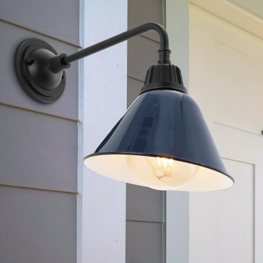 Croydon 9.63"  Farmhouse Industrial Indoor/Outdoor Iron LED Gooseneck Arm Outdoor Sconce