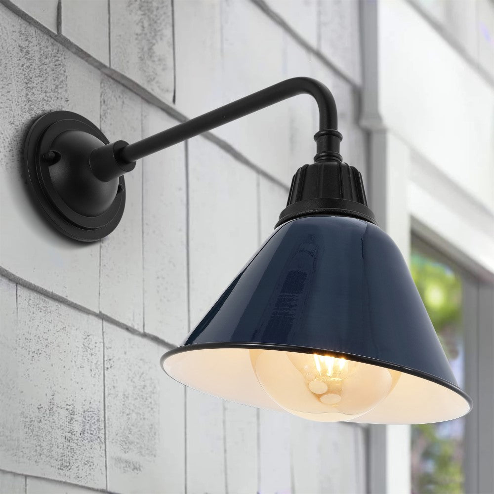 Croydon 9.63"  Farmhouse Industrial Indoor/Outdoor Iron LED Gooseneck Arm Outdoor Sconce