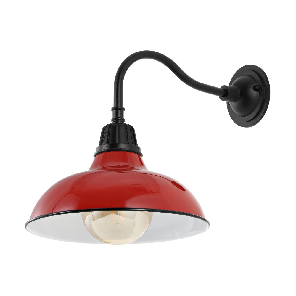 Flynix 12.25" Farmhouse Industrial Indoor/Outdoor Iron LED Gooseneck Arm Outdoor Sconce