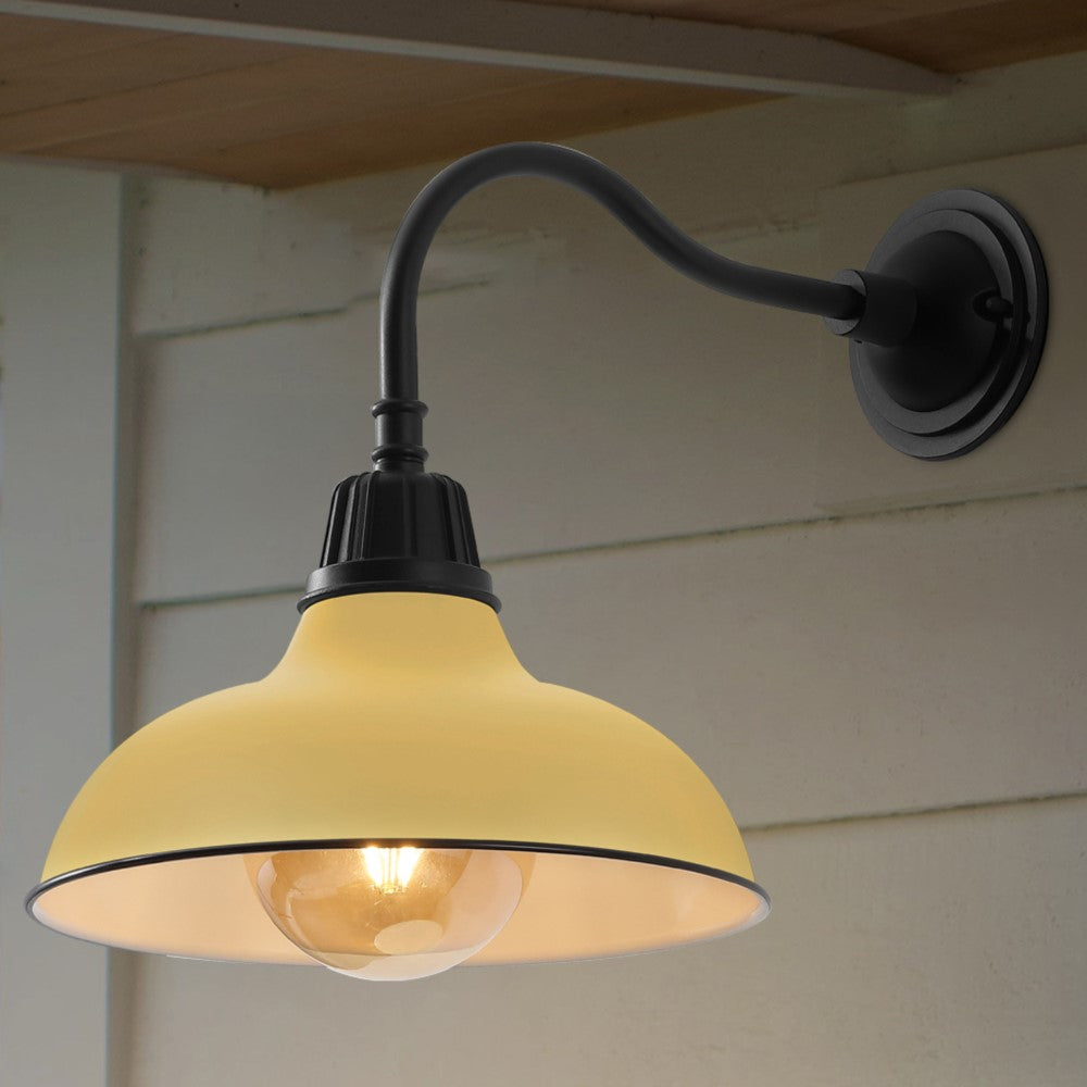 Flynix 12.25" Farmhouse Industrial Indoor/Outdoor Iron LED Gooseneck Arm Outdoor Sconce