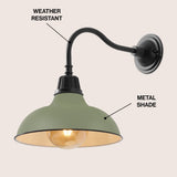 Flynix 12.25" Farmhouse Industrial Indoor/Outdoor Iron LED Gooseneck Arm Outdoor Sconce