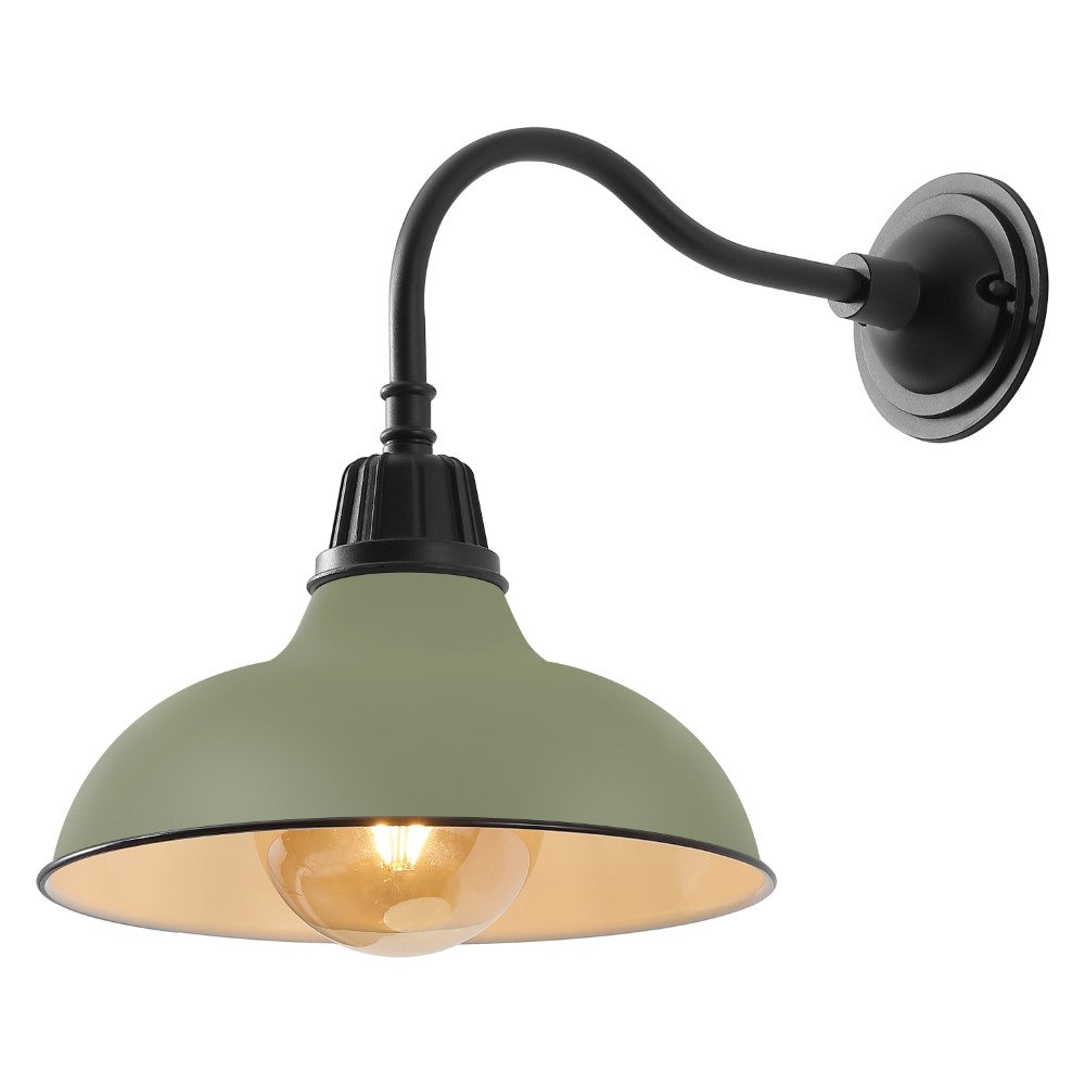 Flynix 12.25" Farmhouse Industrial Indoor/Outdoor Iron LED Gooseneck Arm Outdoor Sconce