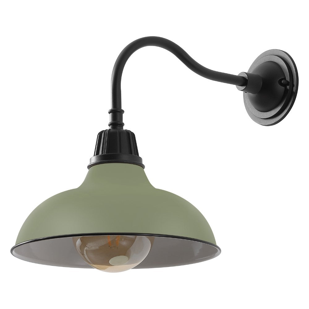 Flynix 12.25" Farmhouse Industrial Indoor/Outdoor Iron LED Gooseneck Arm Outdoor Sconce