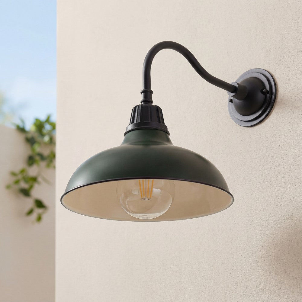 Flynix 12.25" Farmhouse Industrial Indoor/Outdoor Iron LED Gooseneck Arm Outdoor Sconce