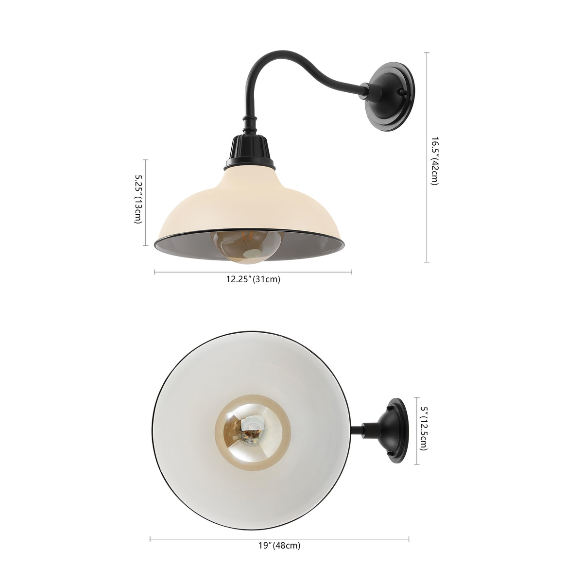 Flynix 12.25" Farmhouse Industrial Indoor/Outdoor Iron LED Gooseneck Arm Outdoor Sconce