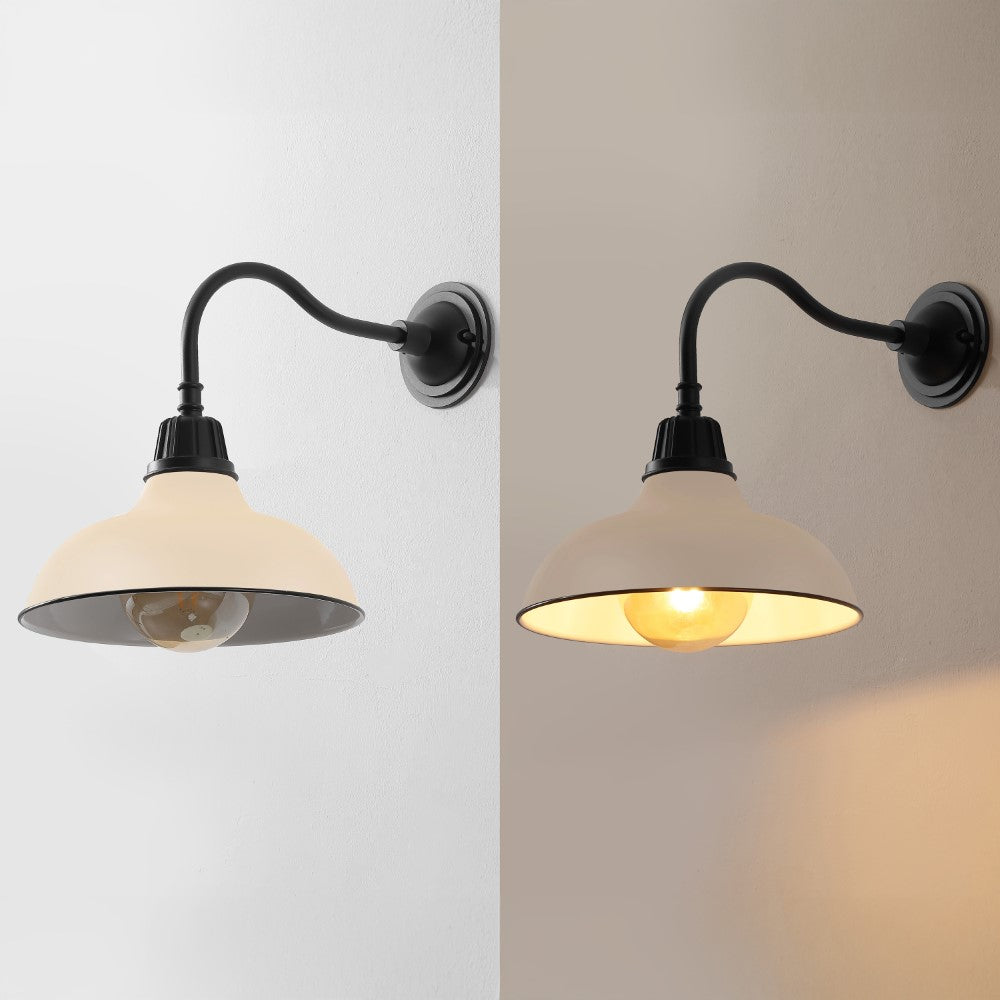 Flynix 12.25" Farmhouse Industrial Indoor/Outdoor Iron LED Gooseneck Arm Outdoor Sconce