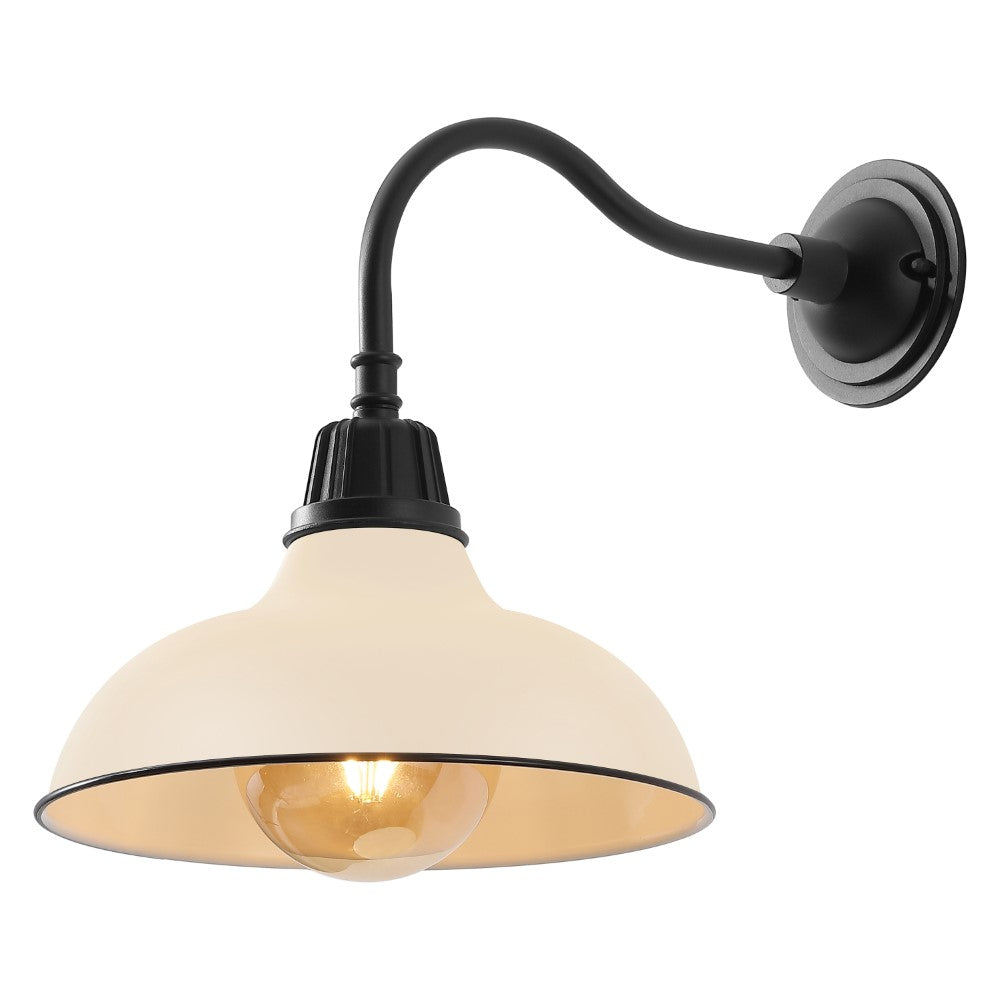 Flynix 12.25" Farmhouse Industrial Indoor/Outdoor Iron LED Gooseneck Arm Outdoor Sconce